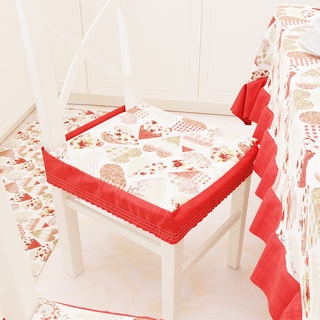 PETTI Artigiani Italiani - Kissen für Küchenstühle mit Gummizug 2 Stück, Stuhlkissen aus Baumwolle mit Gummizug 40 x 40 cm – 2er-Set Herzen rot 100% Made in Italy