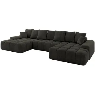 altdecor Eckcouch Samt 6-Sitzer Schwarz