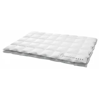 HANSKRUCHEN Decke 100% Daunen 155x220 cm extra Leicht waschbar Allergiker Daunendecke atmungsaktiv Kassettendecke weiß - Weiß