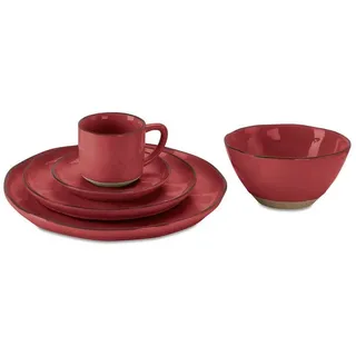 Mirabeau Geschirr-Set Geschirr 30er Set Biarré rot, Steinzeug rot