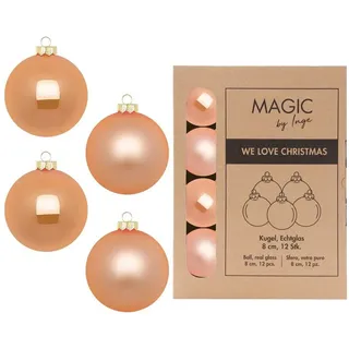 MAGIC by Inge Weihnachtsbaumkugel, Weihnachtskugeln Glas 8cm 12 Stück - Sweet Melon orange
