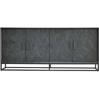 Schwarzes Sideboard modern aus Mangobaum Massivholz 195 cm breit