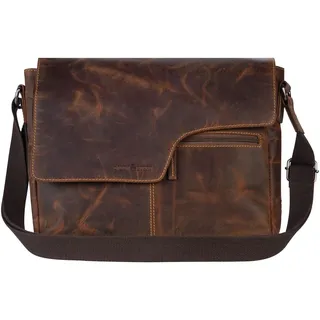 GREENBURRY Umhängetasche A4 Vintage 35x26cm Braun