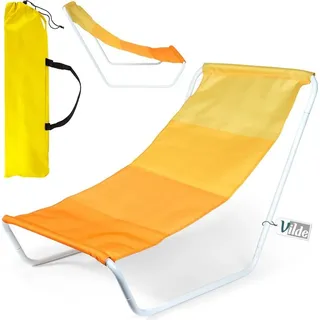 Vilde | Gartenliege - Sonnenliege - 86 x 51,5 cm - Gelb - Tasche für Liegestuhl im Set - Strandliege - Campingliege - Klappbar - Gelb