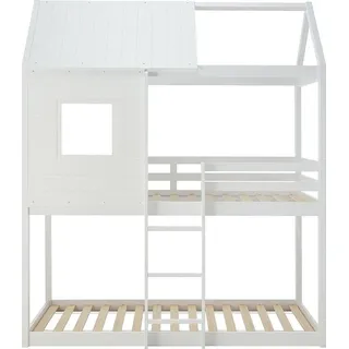 Haus Etagenbett 2 x 90 x 190 cm - Kiefernholz und MDF - Weiß - LIDOVARA - Weiß