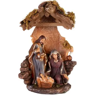 Brubaker Krippenfigur Heilige Familie - Jesus, Maria Josef - 25 cm Weihnachtsfigur mit handbemalten Figuren - Krippenszene Weihnachtsdekoration - Tischdekoration aus Polyresin