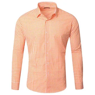Reslad Businesshemd Reslad Herren Hemd Vichy Karomuster Langarmhemd RS-7007 (Herrenhemd) kariertes Freizeithemd Karohemd orange S