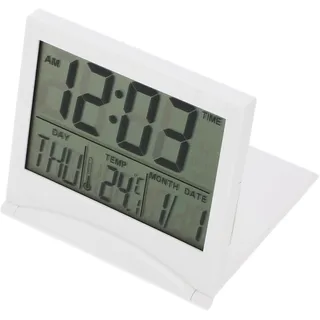 VICASKY Digitaler Tischwecker aus Abs mit Temperaturanzeige und Klappbarem Design Weiß für Täglichen Gebrauch und Moderne Wohnkultur