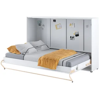Homlando Lenart Schrankbett - Wandbett Concept Pro CP05 120x200 cm - Schrankklappbett Horizontal - Schrank mit integriertem Klappbett - Funktionsbett (Weiß Matt/Weiß Glänzend)