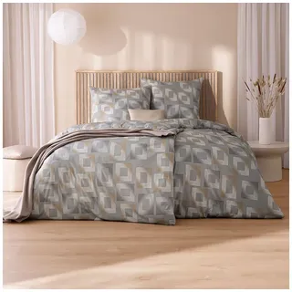 Estella Heiko grafisch Jersey Grau 135 x 200 cm + 80 x 80 cm