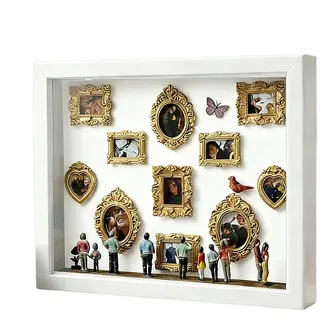 DIY Mini Museum Silhouette Box Shadow Box Frame Kit, Aufbewahrungsbox Für Erinnerungsfotos Mit Beleuchtung, 11 Miniatur-Fotorahmen Mit 8 Figuren, Für Jubiläum, Hochzeit, Geburtstag Und Heimdekoration