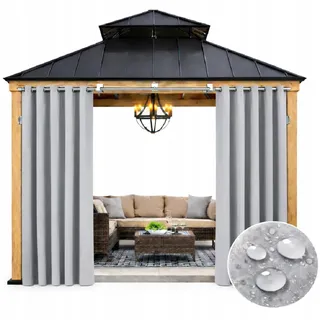 OEM Wasserdichter Gartenvorhang 155x200 Mit Ösen, Hellgrau, 1 Stück.