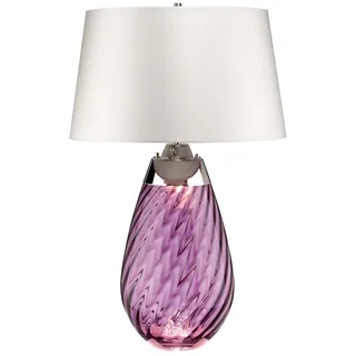 Tischleuchte Schreibtischlampe Beistelllampe Nachttischlampe Glas Rosa H 46 cm