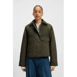 Steppjacke BOSS ORANGE "Pabori Premium Damenmode", Damen, Gr. 40, grün (dunkelgrün 306), Web, Obermaterial: 70% Polyester, 30% Polyamid, unifarben, regular fit normal, angesetztes Bündchen, Jacken Steppjacke, wasserabweisend, Regular Fit