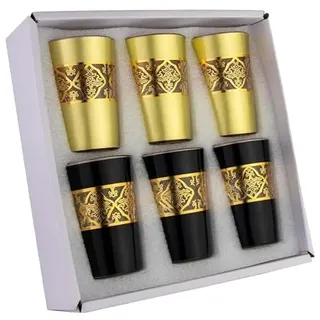 Saharashop Marokkanische Teegläserset Atay Cay Gläser De Luxe Gold/Schwarz