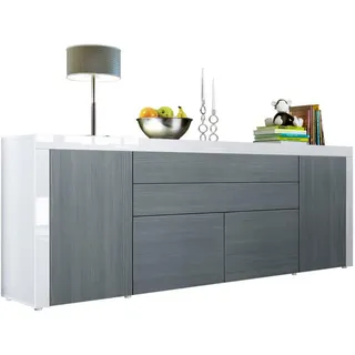 Vladon La Paz 200 x 72 x 35 cm Avola-Anthrazit / Weiß Hochglanz