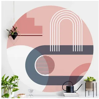 Bilderdepot24 Vliestapete rund Bauhaus Weimar, Glatt, Matt, (Vliestapete selbstklebend), Wohnzimmer Schlafzimmer Küche gemusterte Wandtattoo Klebe Wandtapete rosa 75 m x 75 m