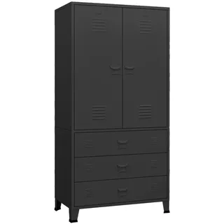 vidaXL Kleiderschrank Industrial 90 x 180 x 50 cm Schwarz