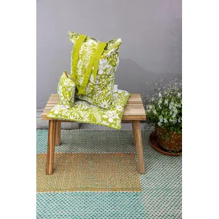 Tranquillo Sitzkissen BLOSSOM CHARM 40x40x4 cm grün Bio-Baumwoll-Bezug Bänder zum Fixieren, Nachhaltiges Stuhlkissen mit recycelter Füllung, beidseitiges Design grün