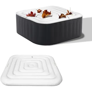 Whirlpool Abdeckung 140 cm, Poolabdeckung Aufblasbar mit Griff, Thermoabdeckung Whirlpool im Freien mit Inflations und Deflationsventil Winddicht Regendicht isolierter für 2-4 Personen (Quadrat 140cm)