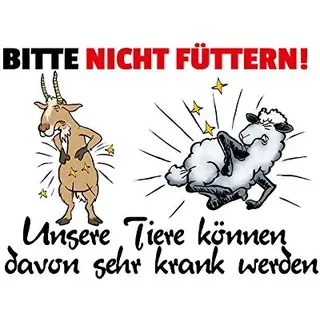 DetonTsai Wandschild 20x30 cm, Stahl, Vintage-Style, 'Bitte Nicht füttern! Unsere Tiere können Davon sehr krank Werden' Warnschild, Wanddeko