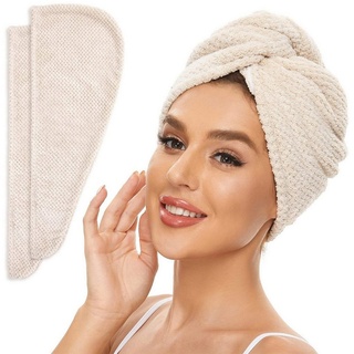 MAGICSHE Turban-Handtuch Haarturban mit knopf (2-St),Super saugfähig, 25*70cm,Turbanhandtuch mit Knopf und Schlaufe