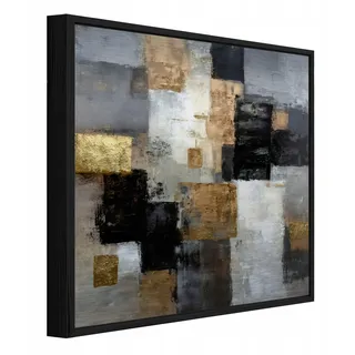 Metall Wandbild Mit Schwarzem Rahmen, Beton Abstrakt Im Loft-stil Für Wohnzimmer Und Schlafzimmer, Wanddeko Im Industrial Look, 30 X 30 Cm