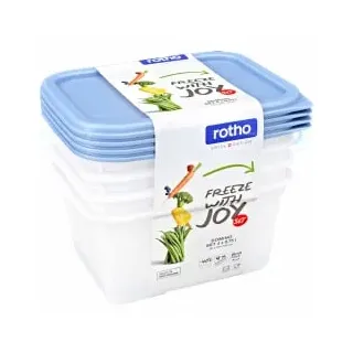 Rotho Domino 4 x 0,75 L blau Frischhaltedose Kühlschrankdose