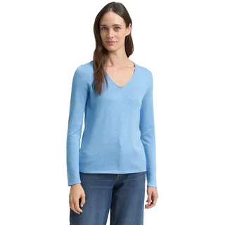Tom Tailor Front Logo Coin Pullover Mit V-ausschnitt Sea Blue Melange S