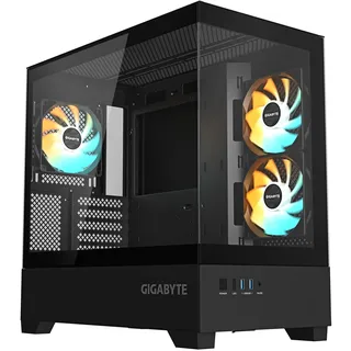 Gigabyte C201 PANORAMIC – Mid-Tower, m-ATX, Unterstützung für 360-mm-Radiator, 3 vorinstallierte Lüfter, USB 3.0, unterstützt RGB Fusion