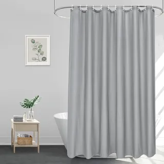 EurCross Duschvorhang 220 lang Textil Stoff Wasserdicht Duschvorhänge für Badezimmer, Grau Antischimmel Waschbar 200x220 cm Badvorhang mit 14 Ringen