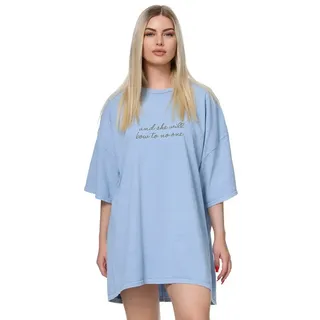 Worldclassca T-Shirt Worldclassca Oversized Print SHE WILL T-Shirt lang Sommer Oberteil blau