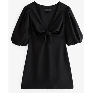 Next Minikleid Minikleid mit Puffärmeln und Bindedetail (1-tlg) schwarz 38 (GB: 10)