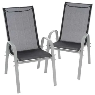 VCM Gartenstuhl 2er Set Stapelstuhl 56 x 64 x 97 cm schwarz/grau