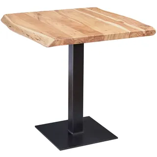 KADIMA DESIGN Massivholz-Tisch mit Quadratischer Baumkante und Edelstahlstandfuß, Einzigartiges Unikat