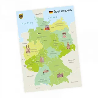 Kinder Lernposter - Deutschland Sehenswürdigkeiten 2 - Wanddeko Kinderzimmer Wandbild Junge Mädchen Poster Plakat - Größe DIN A3-420 x 297 mm