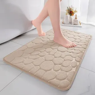 Beige Badematte Aus Memory-schaum, 40 X 60 Cm, Saugfähige Duschmatte, Einteiliges Design, Rutschfest, Geeignet Für Badezimmer Und Wohnzimmer.