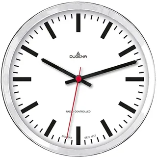 Dugena 4460656 Wanduhr Funkuhr Uhr Uni weiss - Weiß