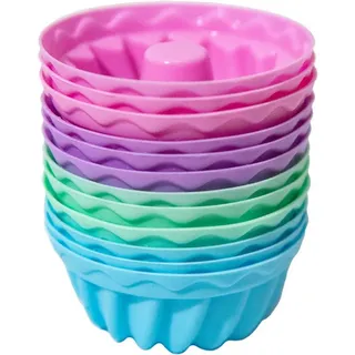 LuxusKollektion Gugelhupfform Gugelhupfform Mini Silikon 12 Stück Muffinförmchen Pink-12set bunt
