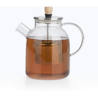 BEEM TEEKANNE Glaskanne mit Siebeinsatz - 1,5 l | Teekanne Glas | Sieb Edelstahl mit Hebefunktion | Hitzebeständiges Glas | Für heißen Tee oder Eistee