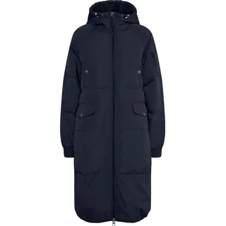 ICHI IHBunala Damen Steppmantel Wintermantel Winterjacke mit Kapuze Reißverschluss Rippbündchen Druckknöpfe Regular fit - Blau - XXL