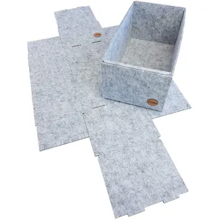 voigtdesign Box FILZ Aufbewahrung Ordnung Schubladenbox Regalbox Schrankbox Korb 6 Größen (G3-29x15x12cm, hellgrau meliert)