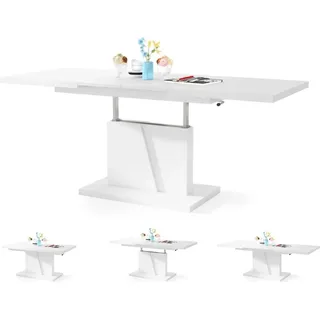 Esszimmertisch Grand , Esstisch , bis 180cm ausziehbar , höhenverstellbar , Küchentisch , Kitchen Table , 120x70cm , 05 , Weiß - Weiß