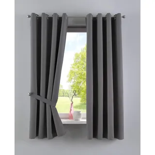 Gardinenbox Vorhänge Blickdicht »Newyork« Dunkelgrau HxB 160x140 cm 2er-Pack Thermo-Gardinen Verdunkelungsvorhang Blackout Ösen schalldämmend ÖKOTEX UV-Schutz Raffhalter, 201920600-2