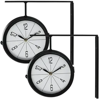 Vilde, Wanduhr, Wanduhr im Bahnhofsuhr-Design, doppelseitig, Ø 20cm, 2er-Set (20 cm)