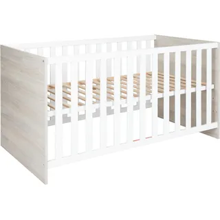 Babybett HOME AFFAIRE "Geert", grau (ulme silber, grau nb, weiß flachgitter), B:76cm H:74cm L:142cm, Holzwerkstoff, Massivholz, Babybetten, Babybett, Made in Germany