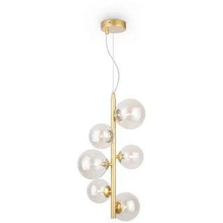 Maytoni Pendelleuchte Modern, Gold, Bernstein, Metall, Glas, Kugel,Kugel, 170 cm, CE, beliebig kürzbar, gleichmäßige Lichtverteilung, Lampen & Leuchten, Innenbeleuchtung, Hängelampen, Pendelleuchten