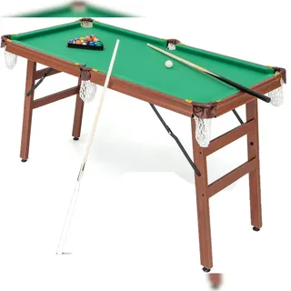Costway Billardtisch klappbar, inkl. 2 Queues, 16 Kugeln, 2 Kreiden, Dreieck, Bürste, 138x67x79,5 cm