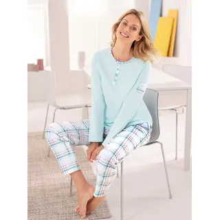 Schlafanzug NORMANN Gr. 44/46, grün (mint, kariert) Damen Homewear-Sets Pyjamas
