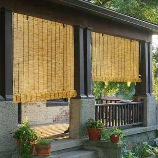 SYTH Aussenrollos Wetterfest,Senkrechtmarkise Außen,Sonnenschutzrollo Senkrecht Außenrollo,Natural Schilf Vorhang Outdoor-vorhänge,Außenjalousien für Fenster Terrasse Balkon Beschattung